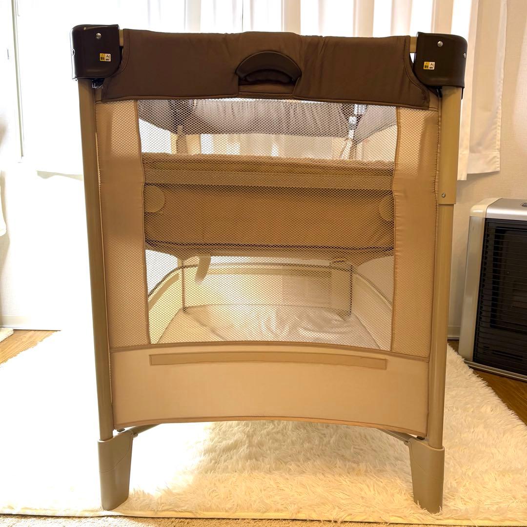 美品✨Aprica ココネルエアー 折り畳み ベビーベッド ココア 66047