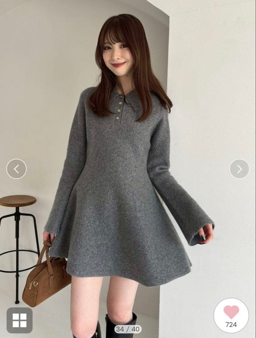 ウサギオンライン限定　フレイアイディー　フレアミニニットワンピース