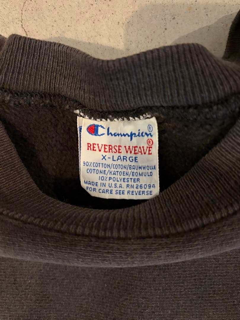 90s チャンピオンリバースウィーブ usa製 XL ブラック　ウェイサタ港
