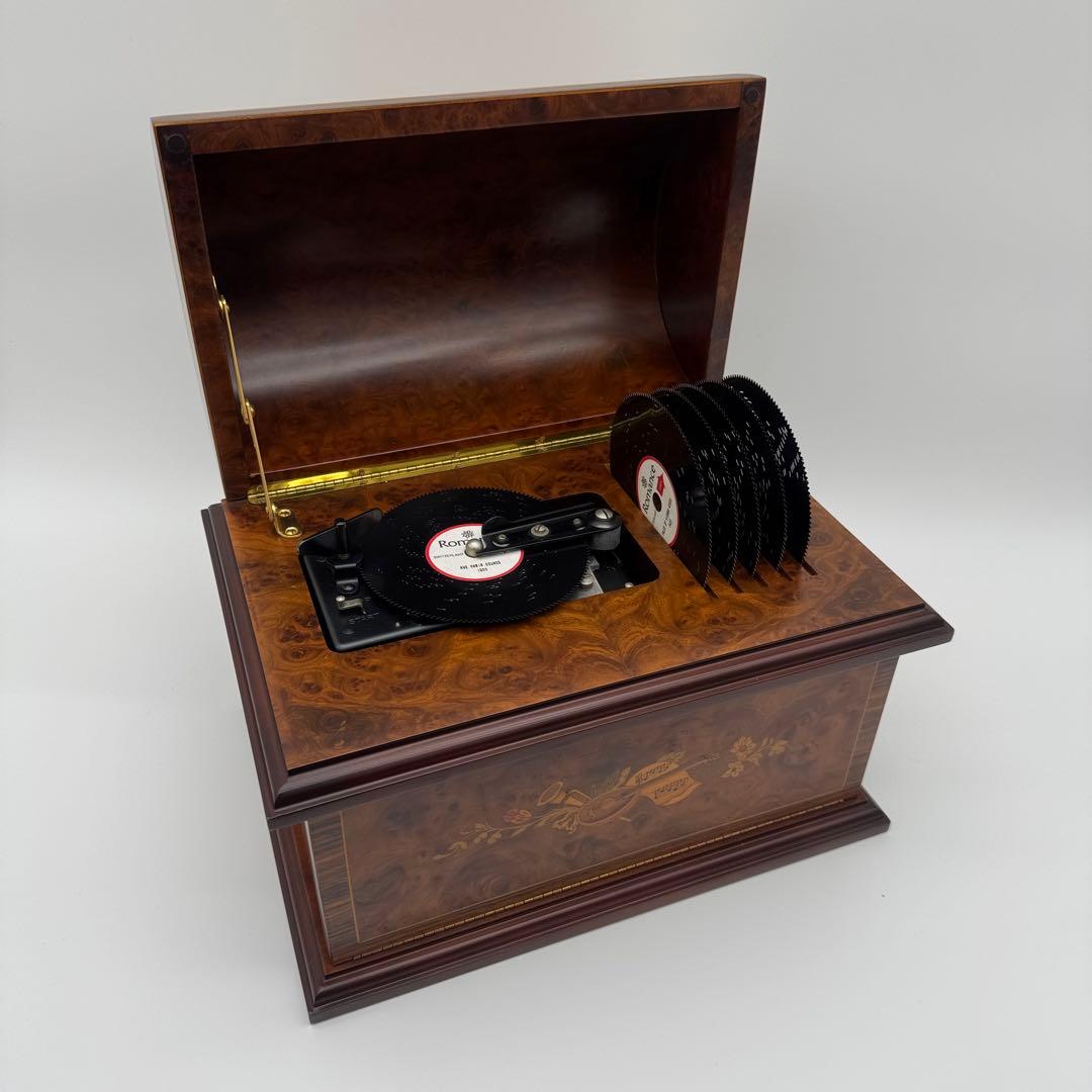 JOBINRomance スイス製 高級オルゴール 木製 多枚ディスク付 完動品