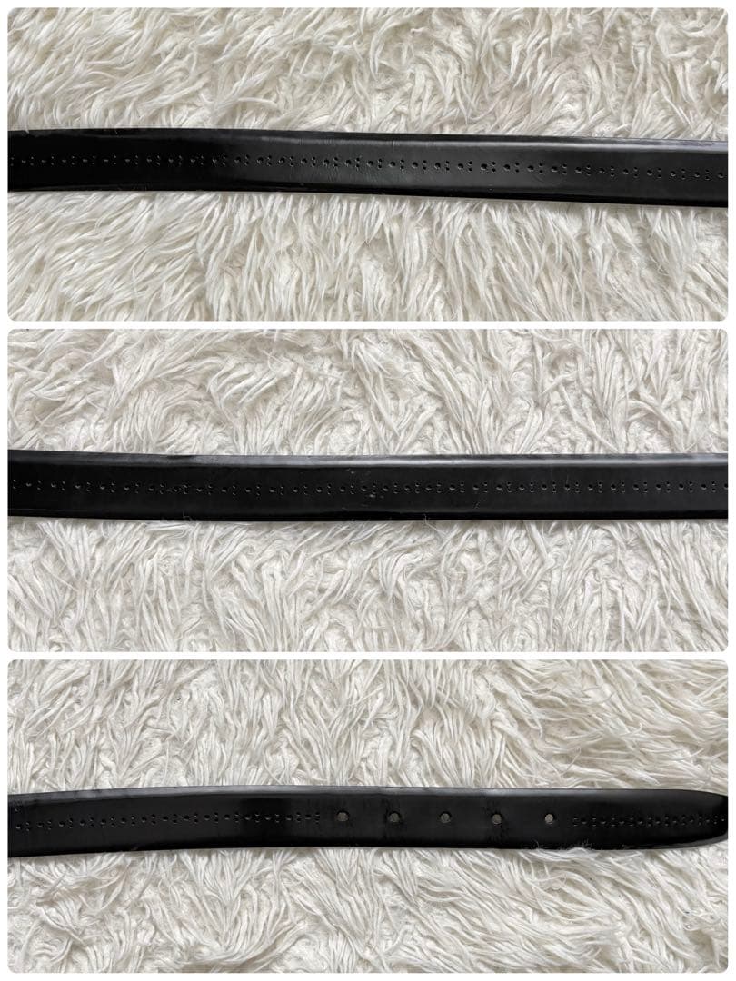 美品　フェラガモ シルバー×ブラック　レザーベルト 67 4022 メンズ