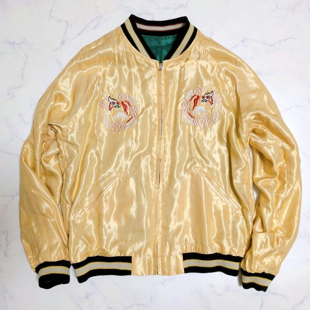 【美品/希少】テーラー東洋 スカジャン リバーシブル 鷹 虎 龍 L 刺繍