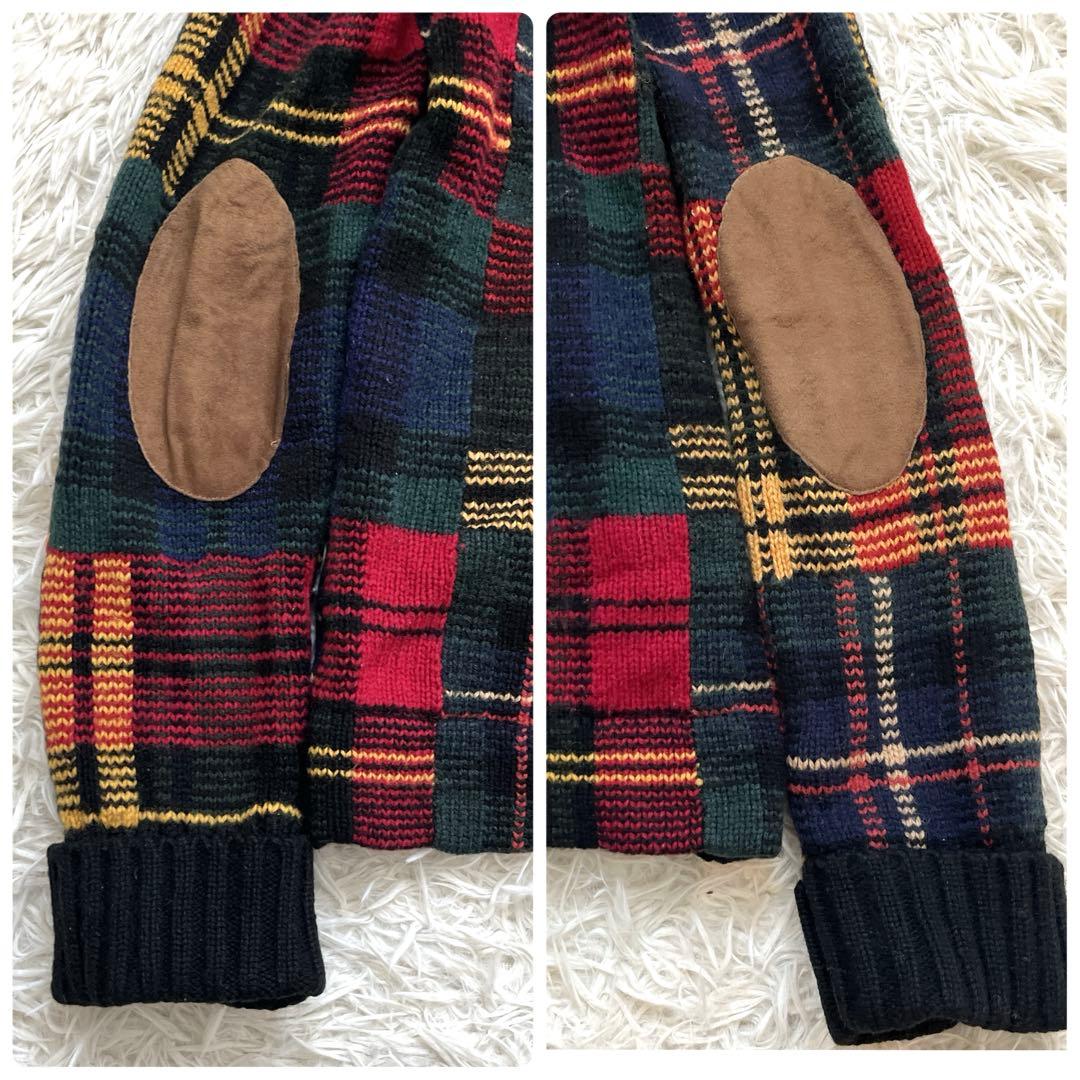 入手困難✨ラルフローレン　カーディガン　パッチワーク　くるみボタン　マルチカラー