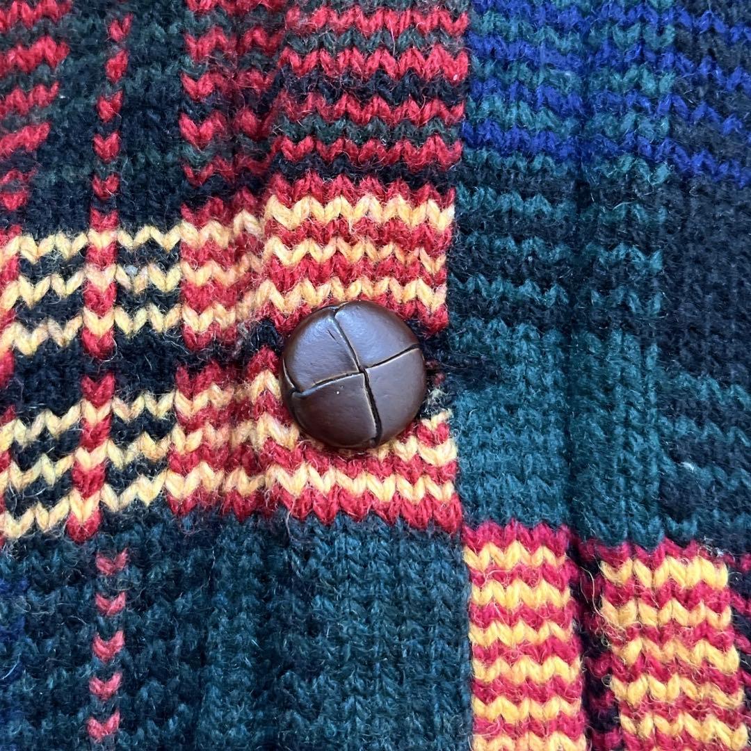 入手困難✨ラルフローレン　カーディガン　パッチワーク　くるみボタン　マルチカラー