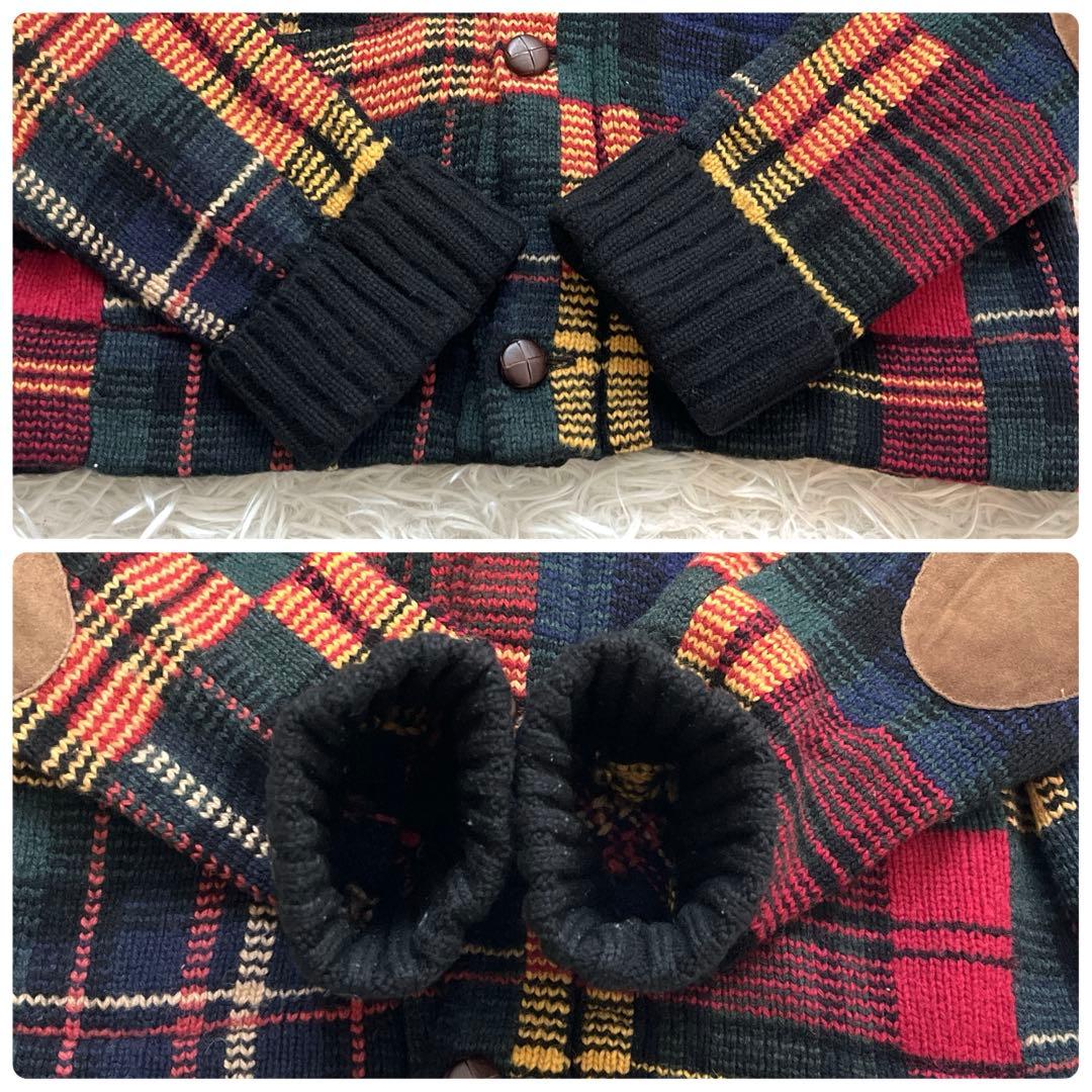 入手困難✨ラルフローレン　カーディガン　パッチワーク　くるみボタン　マルチカラー