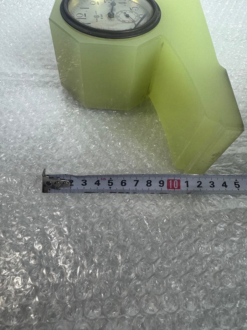 精工舎　トレードマーク　ウランガラス　置き時計　グリーン　セイコーシャ　ゼンマイ