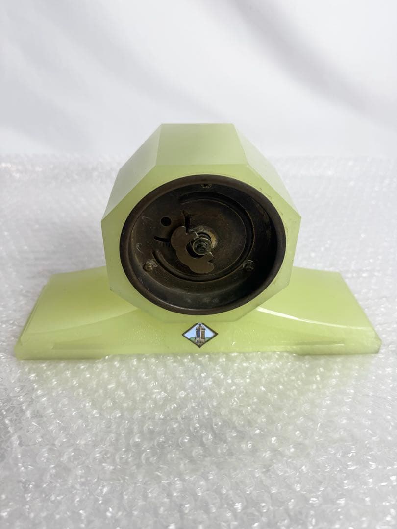 精工舎　トレードマーク　ウランガラス　置き時計　グリーン　セイコーシャ　ゼンマイ