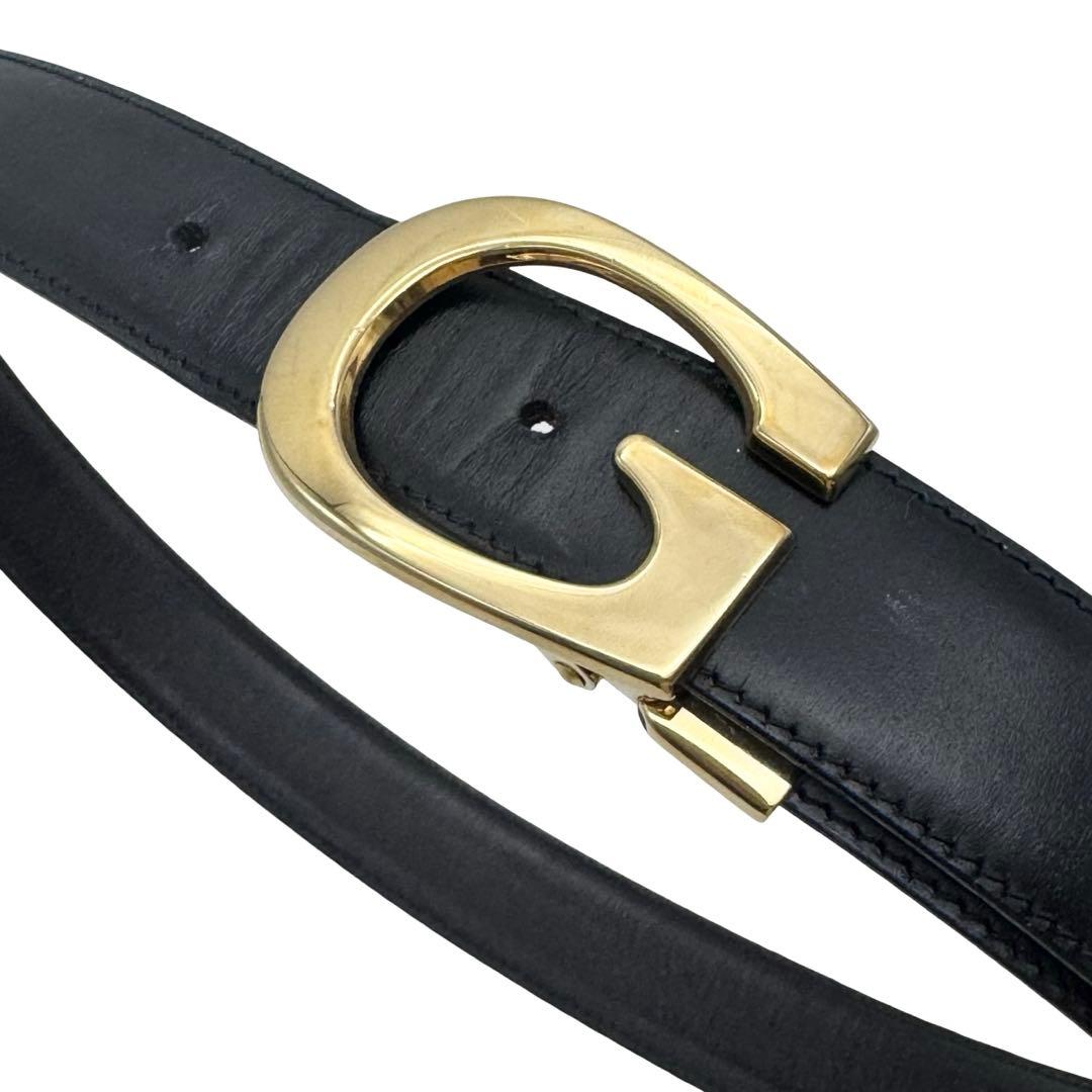 GUCCI グッチ Gバックル レザー ベルト ブラック メンズ レディース