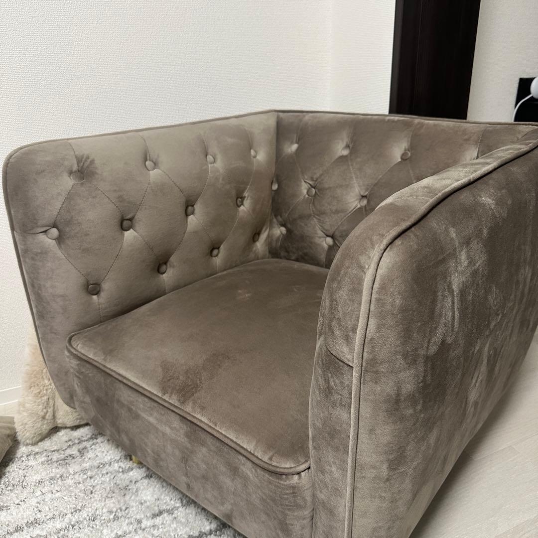 グレー ベルベット 1人掛けソファ　LOWYA 最終値下げ