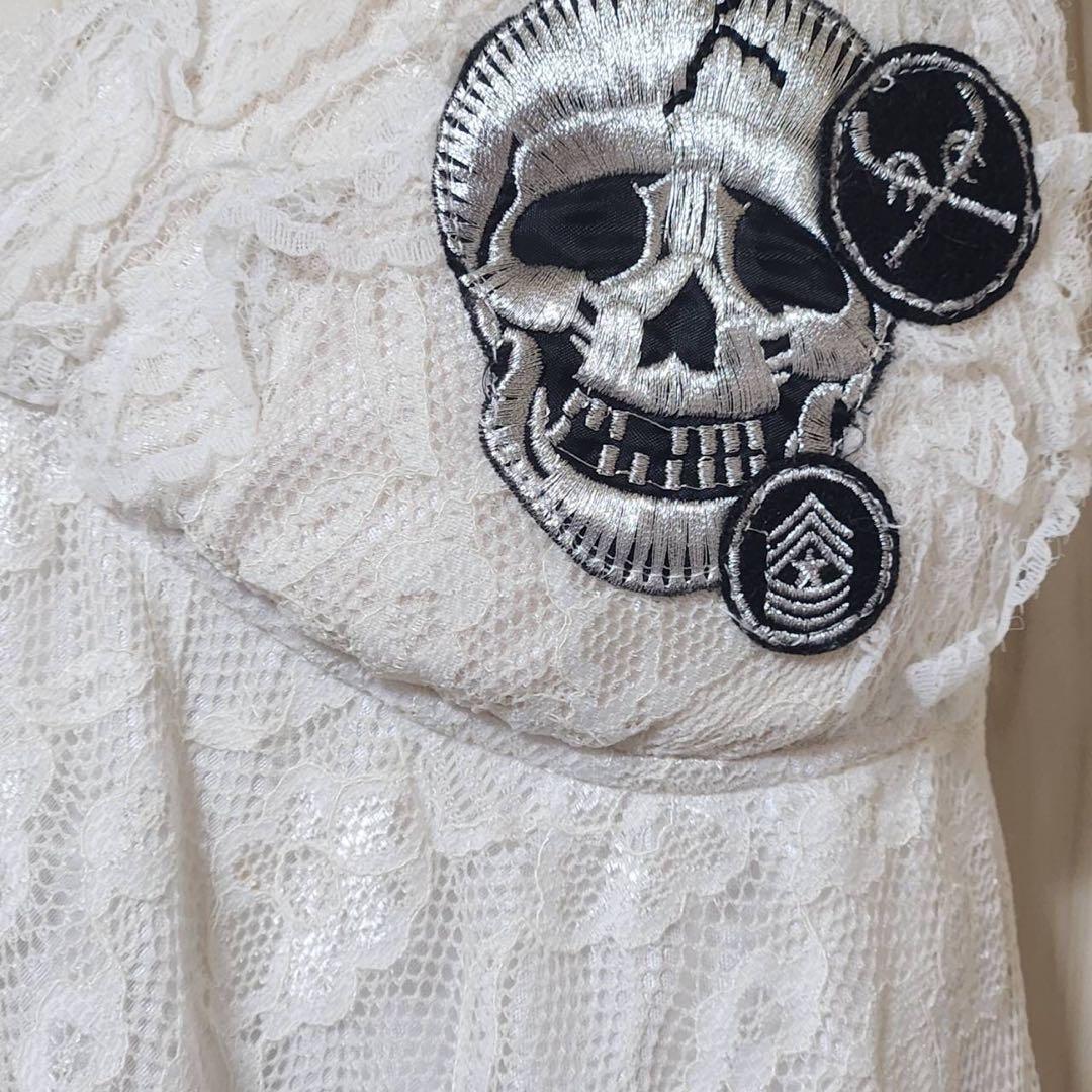 tutuHA♡激レア♡スカルワッペンワンピース♡総レース♡白♡Fサイズ