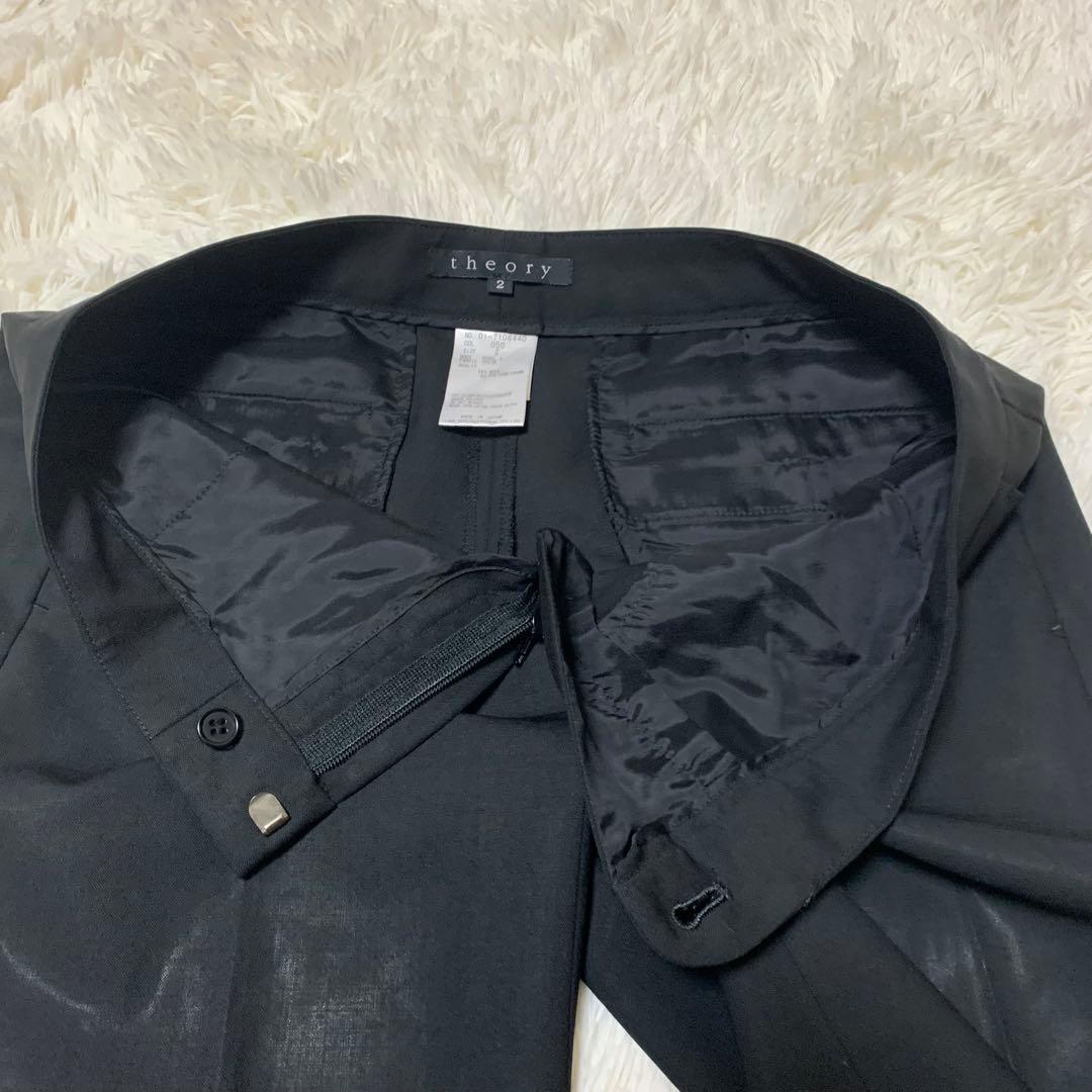 セオリー　ノーカラー　パンツスーツ　2 ブラック　フォーマル　セットアップ