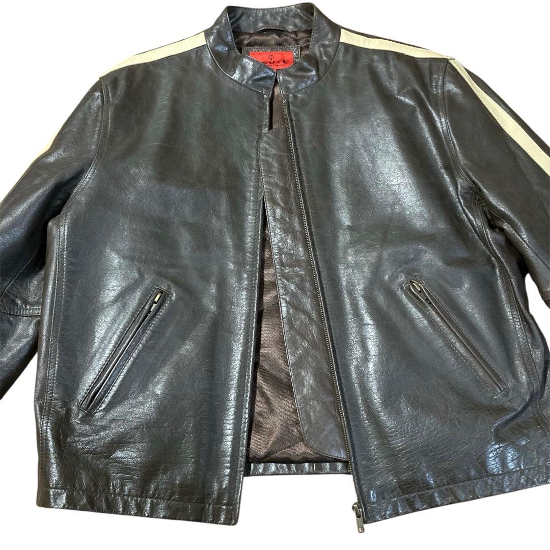 牛革　ライダースジャケット　クラシックレーサーデザイン　ダークブラウン