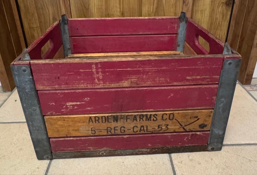 ビンテージ　木箱　金属枠 Wooden Box クレート