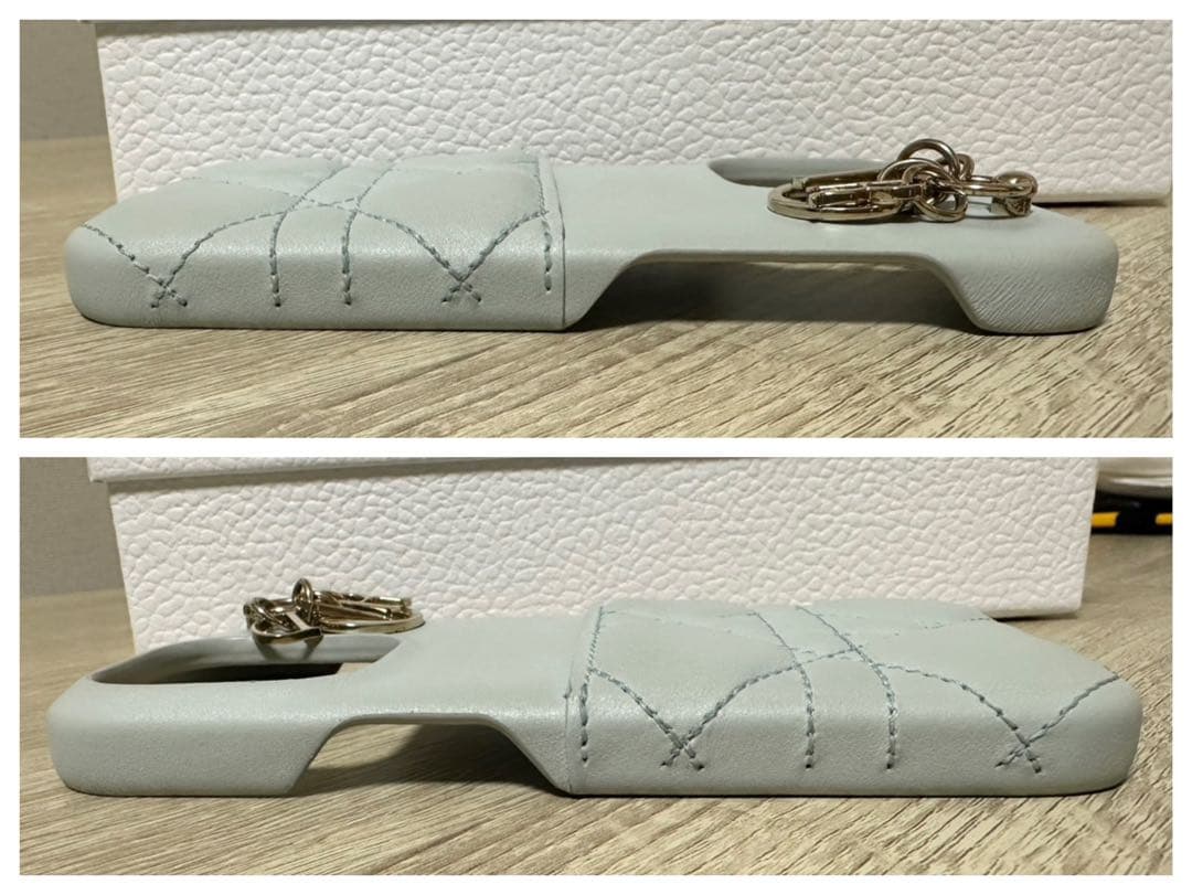 【正規品】Dior 水色　iPhone14pro スマホケース　キルティング