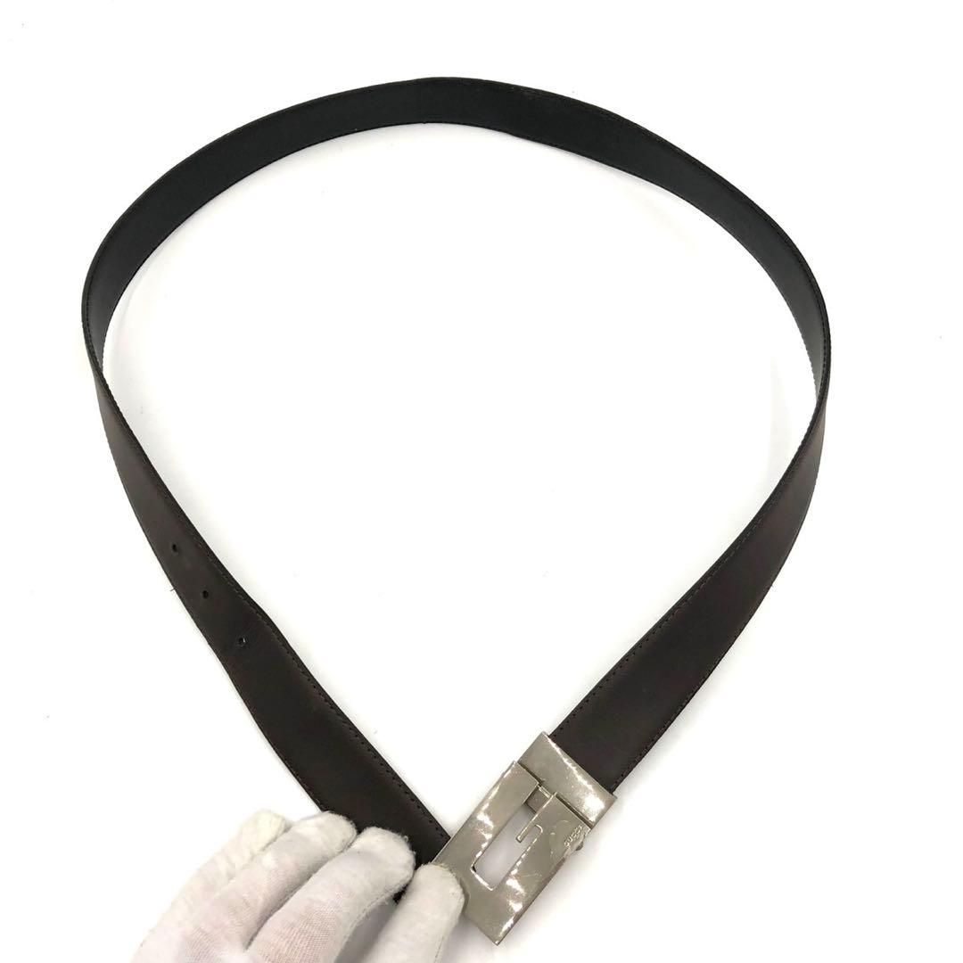 GUCCI グッチ Gバックル ベルト レザー 茶色 黒 リバーシブル メンズ