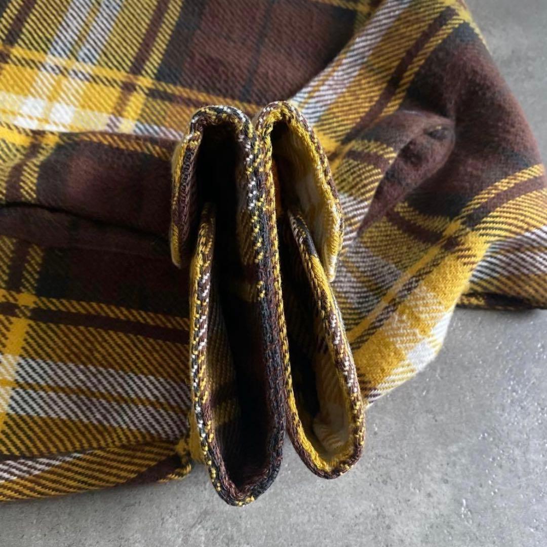 70s 単色タグ BIG MAC ネルシャツ 黄×茶 L TALL