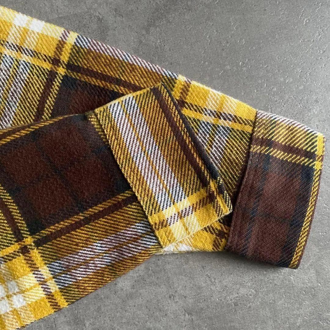 70s 単色タグ BIG MAC ネルシャツ 黄×茶 L TALL