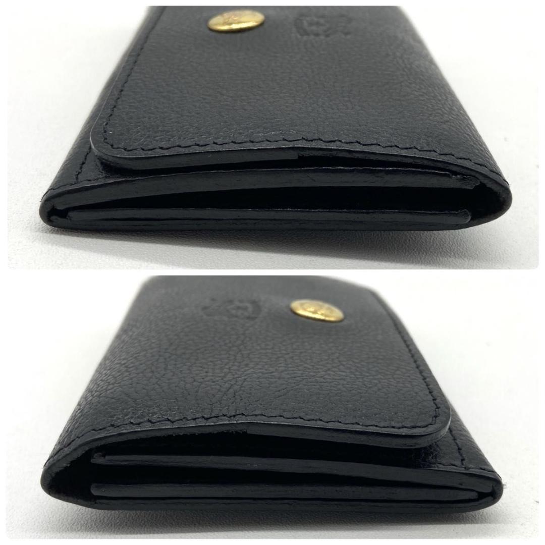 【希少】イルビゾンテ　名刺入れ　レザー　シボ革　金ボタン　ロゴ刻印　黒　極美品