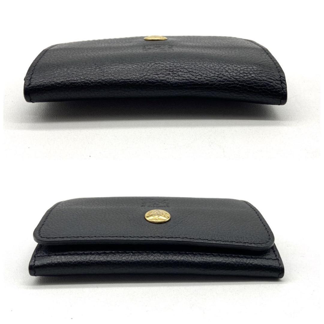 【希少】イルビゾンテ　名刺入れ　レザー　シボ革　金ボタン　ロゴ刻印　黒　極美品