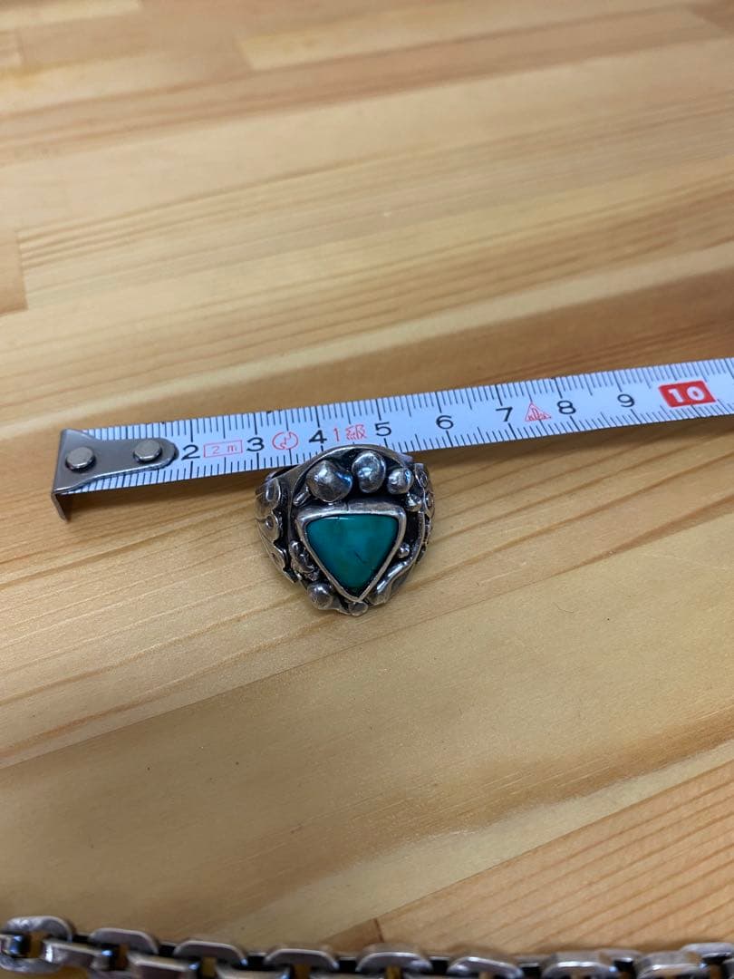 ビンテージシルバー925 ネックレス　ターコイズリング