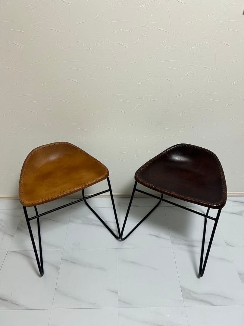 本革スツール レザースツール　アイアンレッグ