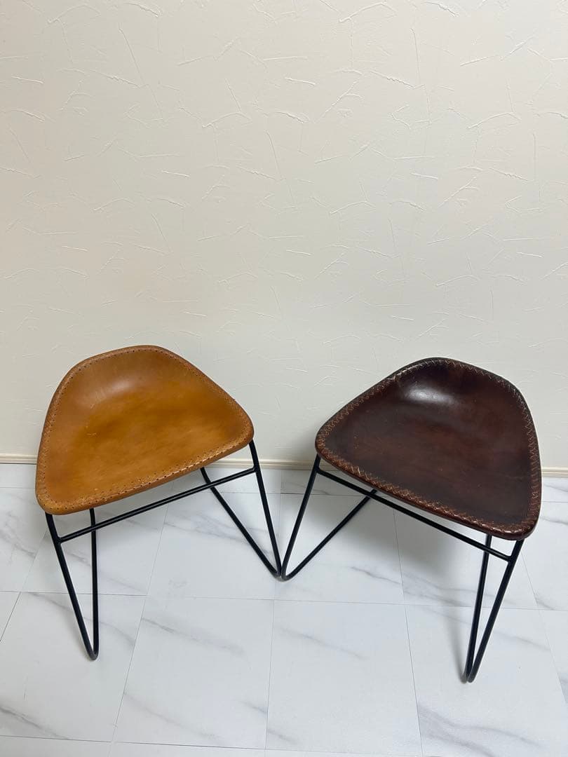本革スツール レザースツール　アイアンレッグ