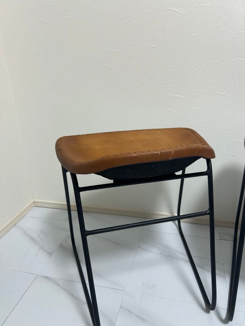 本革スツール レザースツール　アイアンレッグ