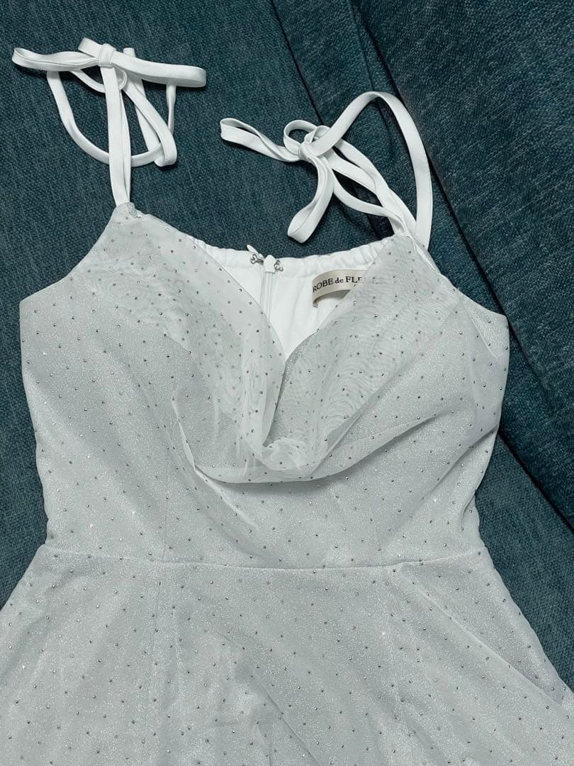 ショルダーリボンスタッズラメニットプリティミニキャバドレス(fm3721)