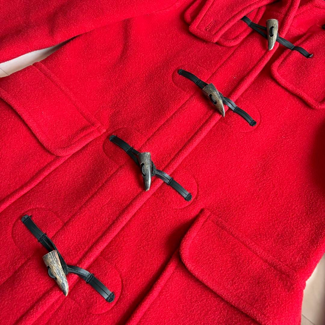 英国製 ロンドントラディショナル ダッフルコート 赤34 チェック裏地 フード付