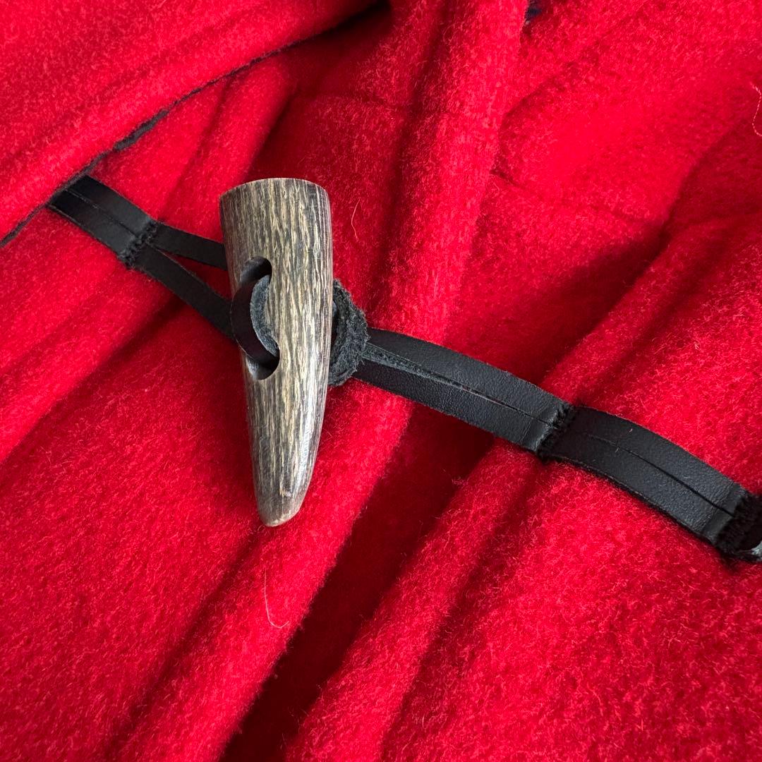 英国製 ロンドントラディショナル ダッフルコート 赤34 チェック裏地 フード付