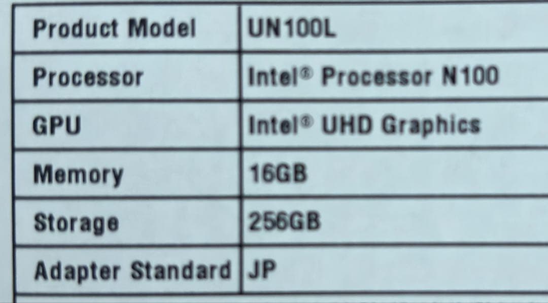 MINISFORUM ミニPC UN100L OSなし