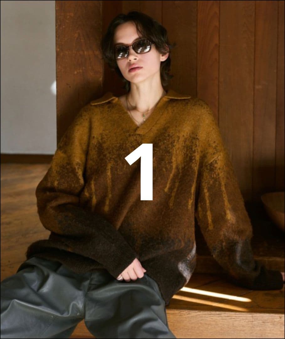 Soerteイレギュラーグラデーションスキッパーニット