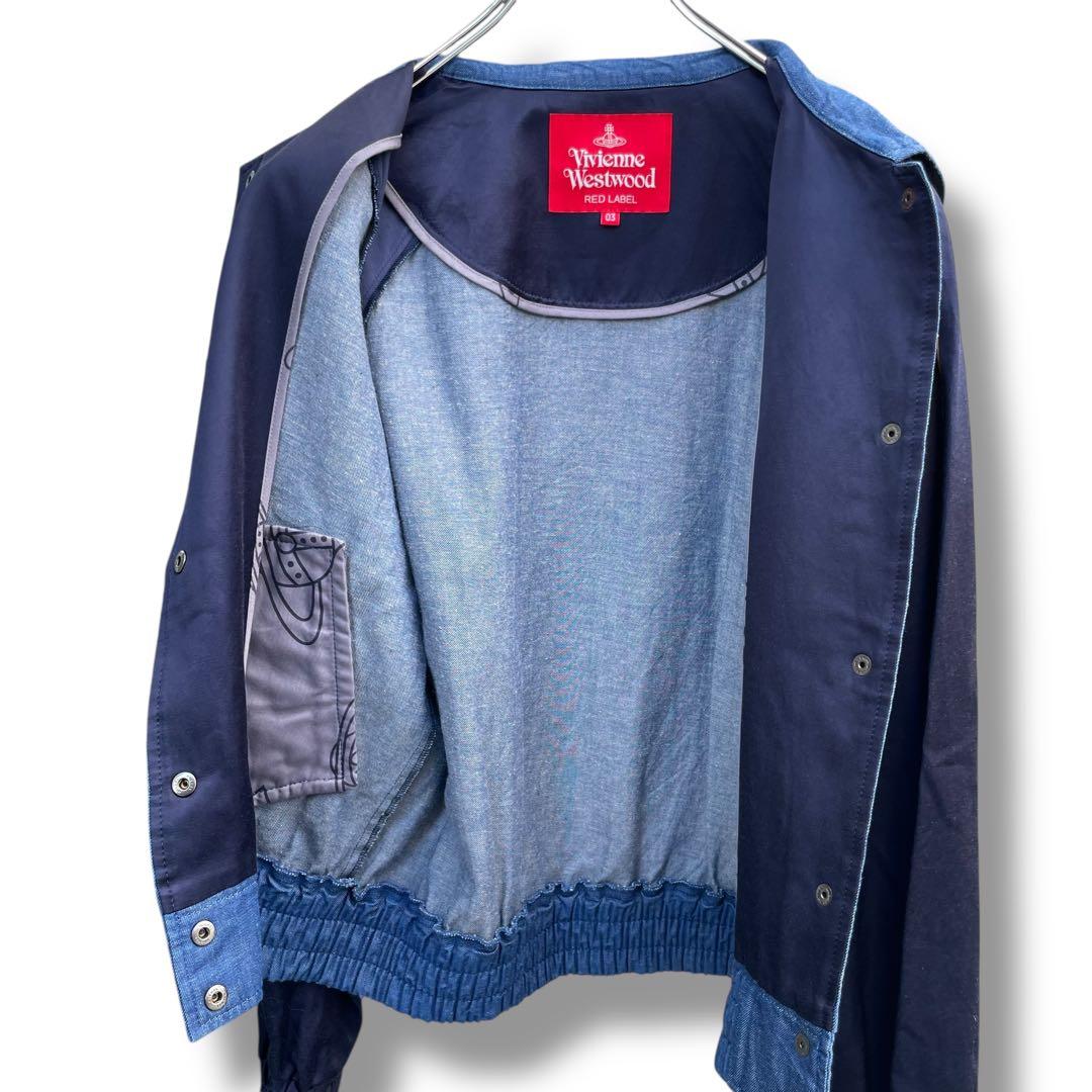 ヴィヴィアンウエストウッド オーブ刺繍 デニム ナイロン 切り替え ジャケット2