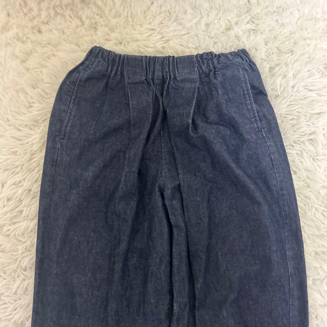 【未使用級】かぐれ　コットンデニムイージーパンツ　インディゴ　ゆったり