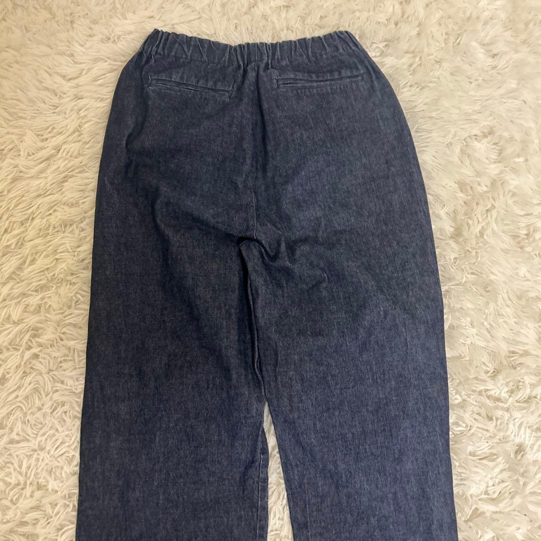 【未使用級】かぐれ　コットンデニムイージーパンツ　インディゴ　ゆったり