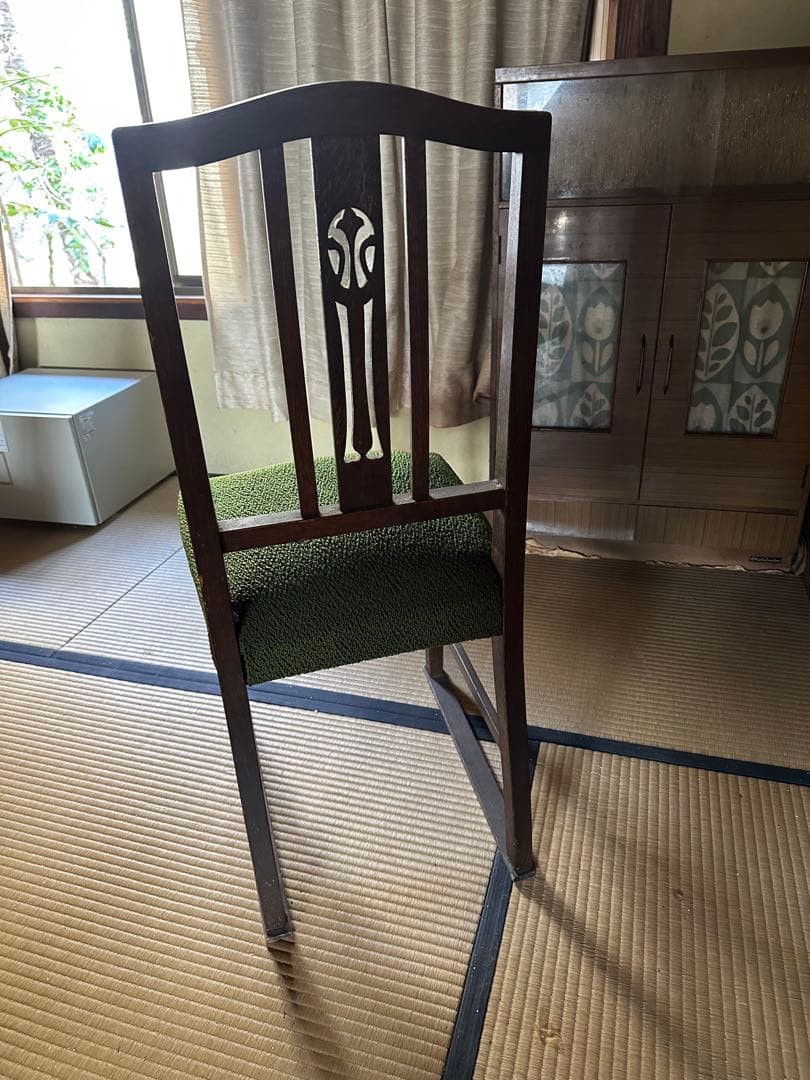 アールデコスタイル 木製椅子 緑色