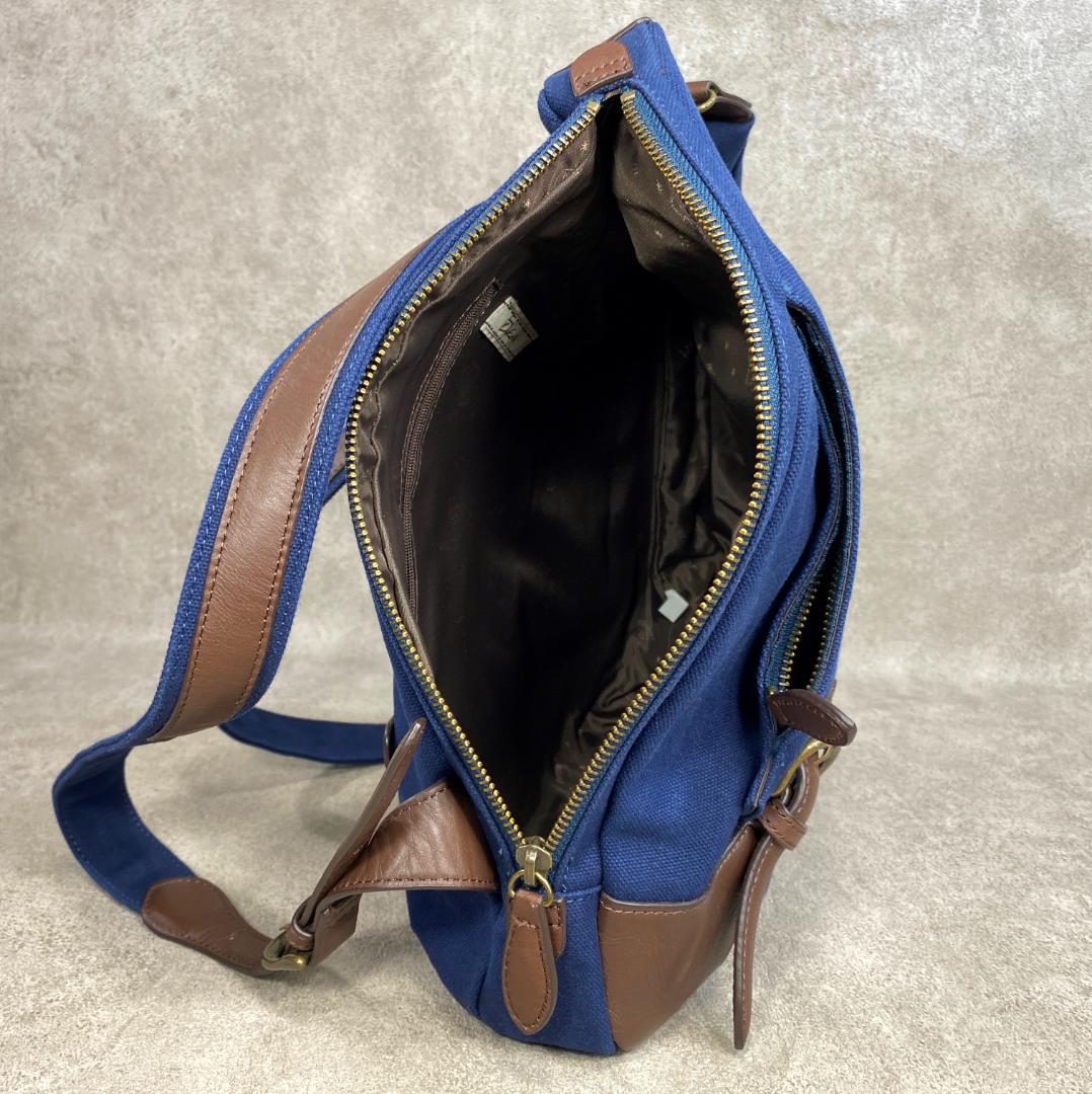 【極美品】 Dakota ダコタ 帆布 ＆ 牛革 リュックサック ネイビー