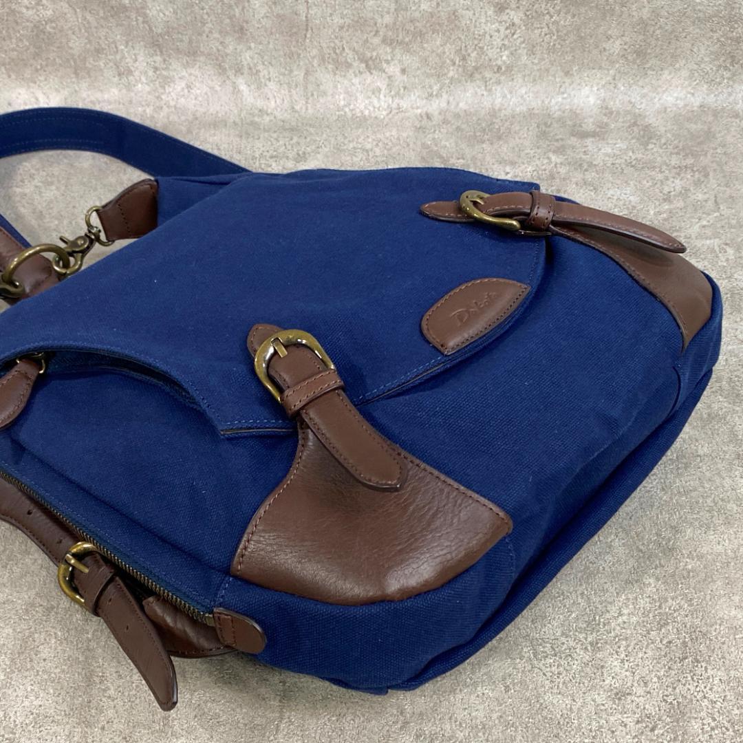 【極美品】 Dakota ダコタ 帆布 ＆ 牛革 リュックサック ネイビー