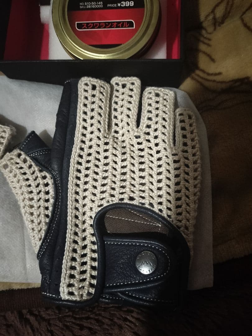 CACAZAN カカザンドライビンググローブ　 ネイビー/ベージュ　M