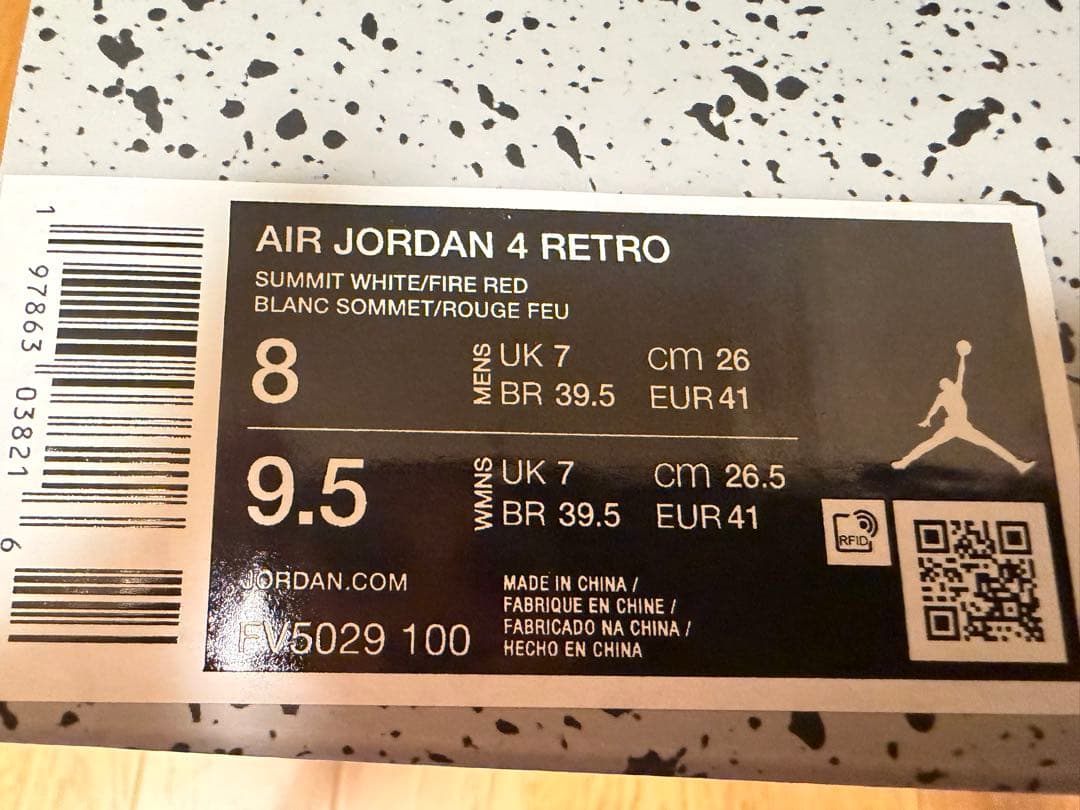 Air Jordan 4 ホワイト/ブラック/グレー/レッド