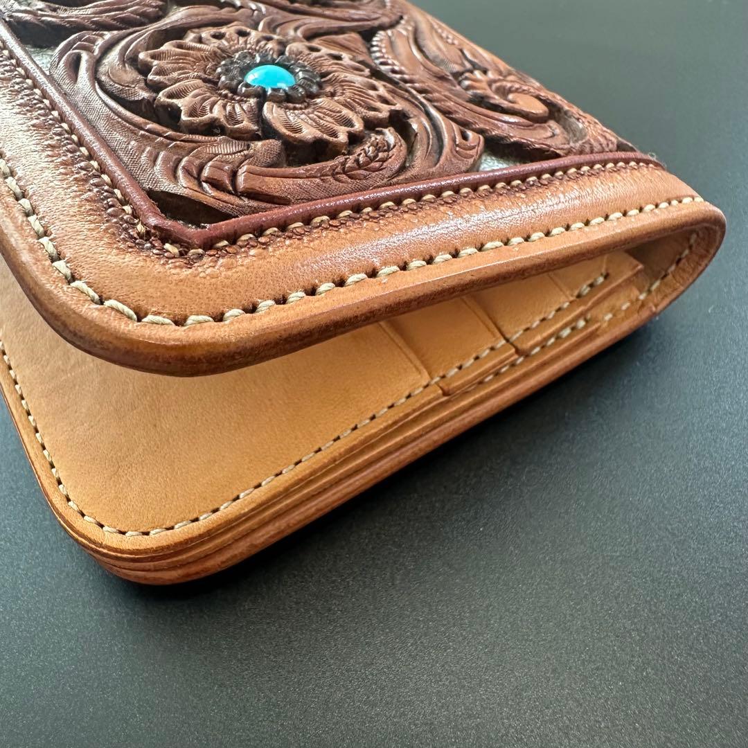 FUNNY 窪田クラフト ターコイズ カービングウォレット