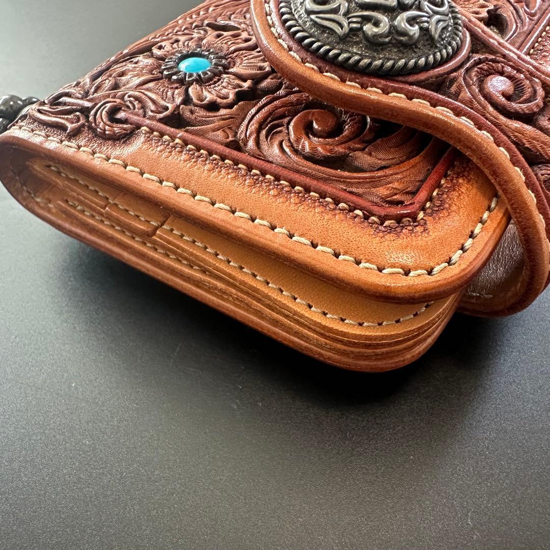 FUNNY 窪田クラフト ターコイズ カービングウォレット