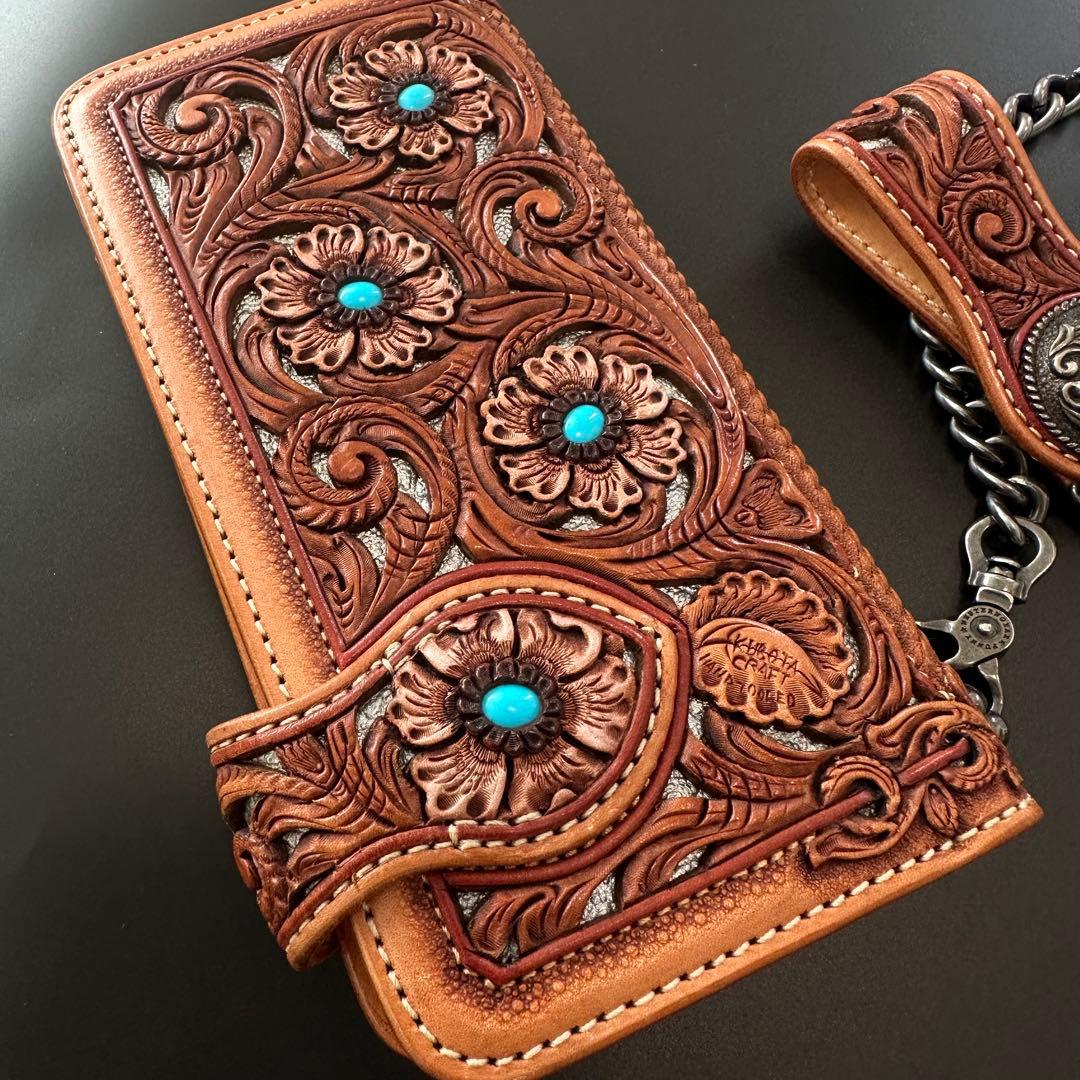 FUNNY 窪田クラフト ターコイズ カービングウォレット