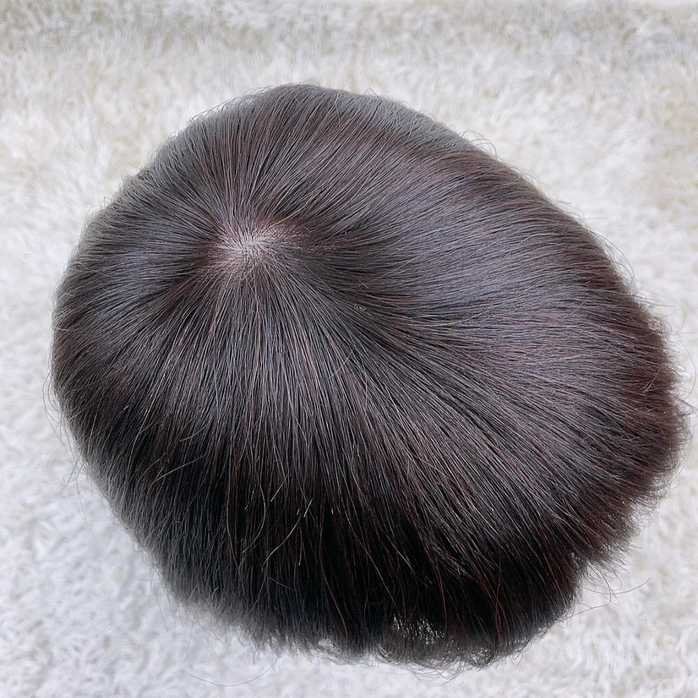 人毛100% フルウィッグ 医療用 ロング ストレート ダークブラウン 60cm