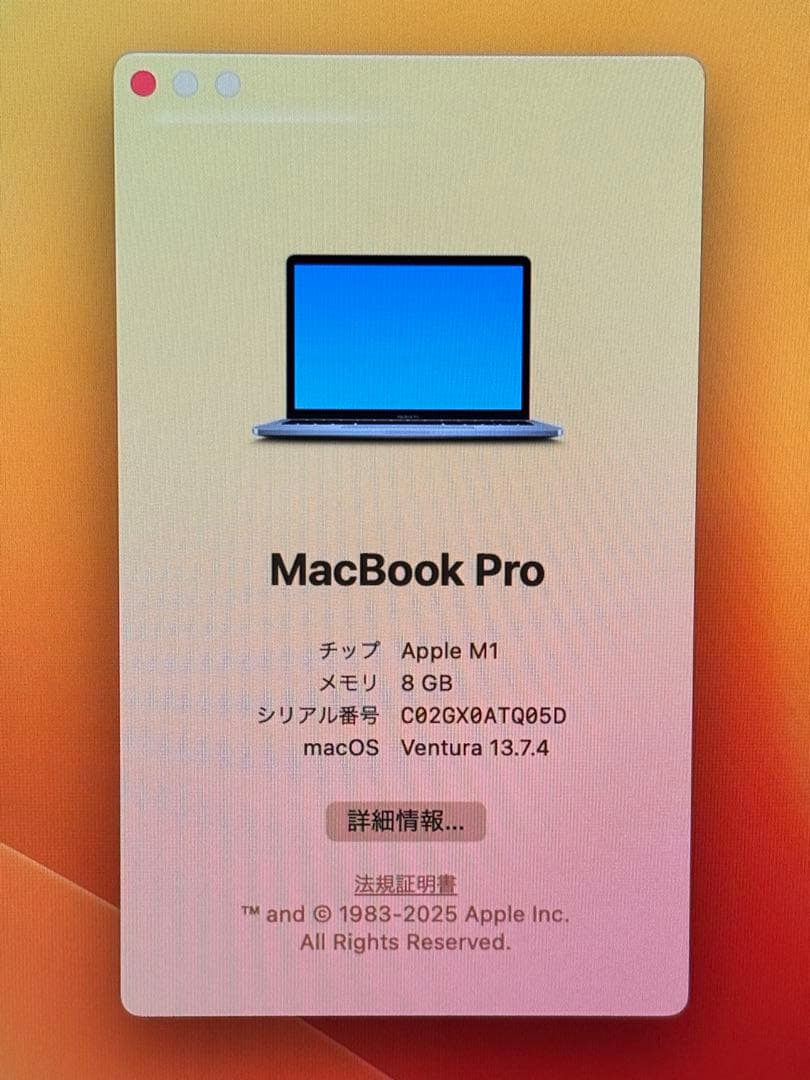 MacBook本体 Apple MacBook Pro 2020 M1 256GB MYD82J/A