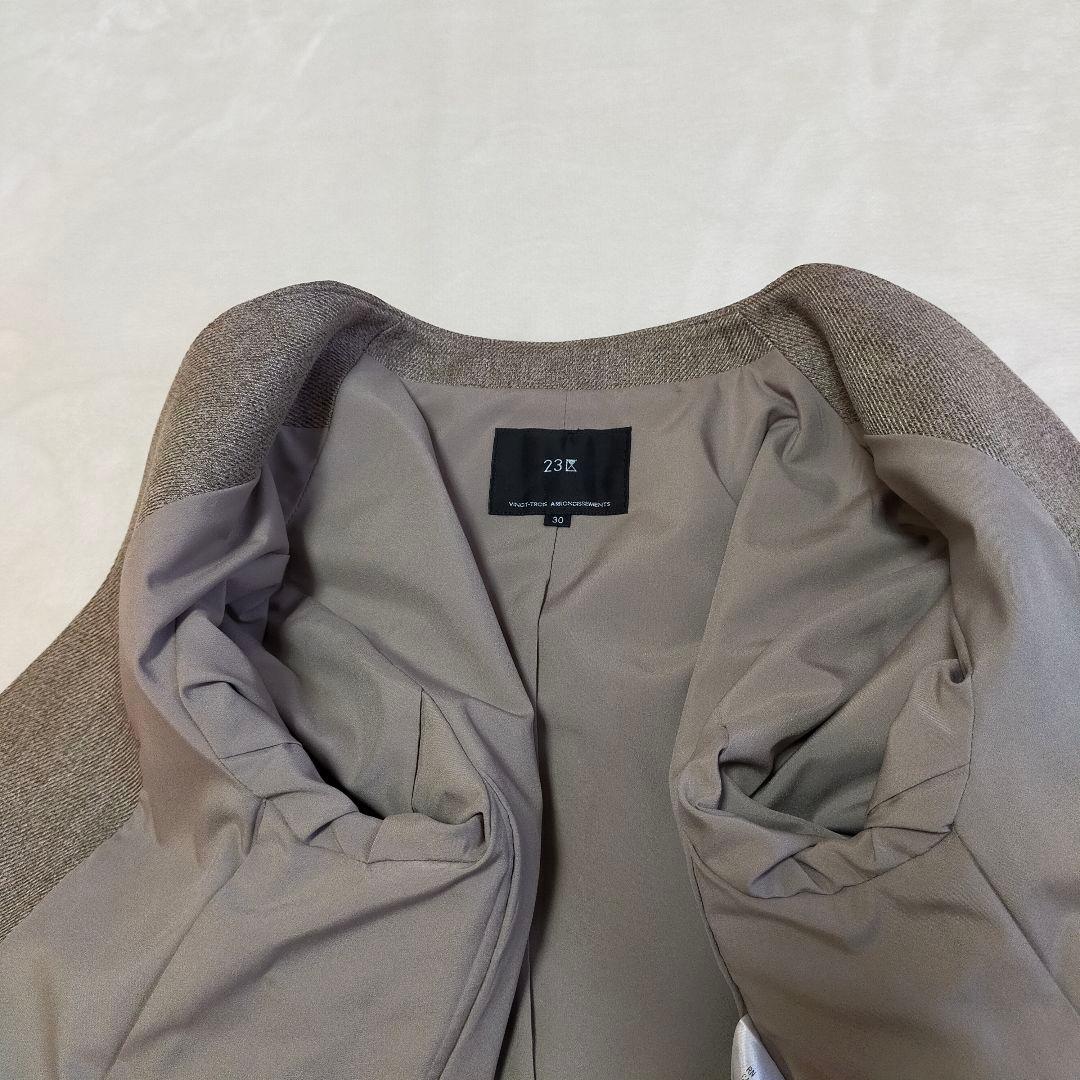 美品　23区　小さいサイズ30　ウォッシャブル　ノーカラーパンツスーツ