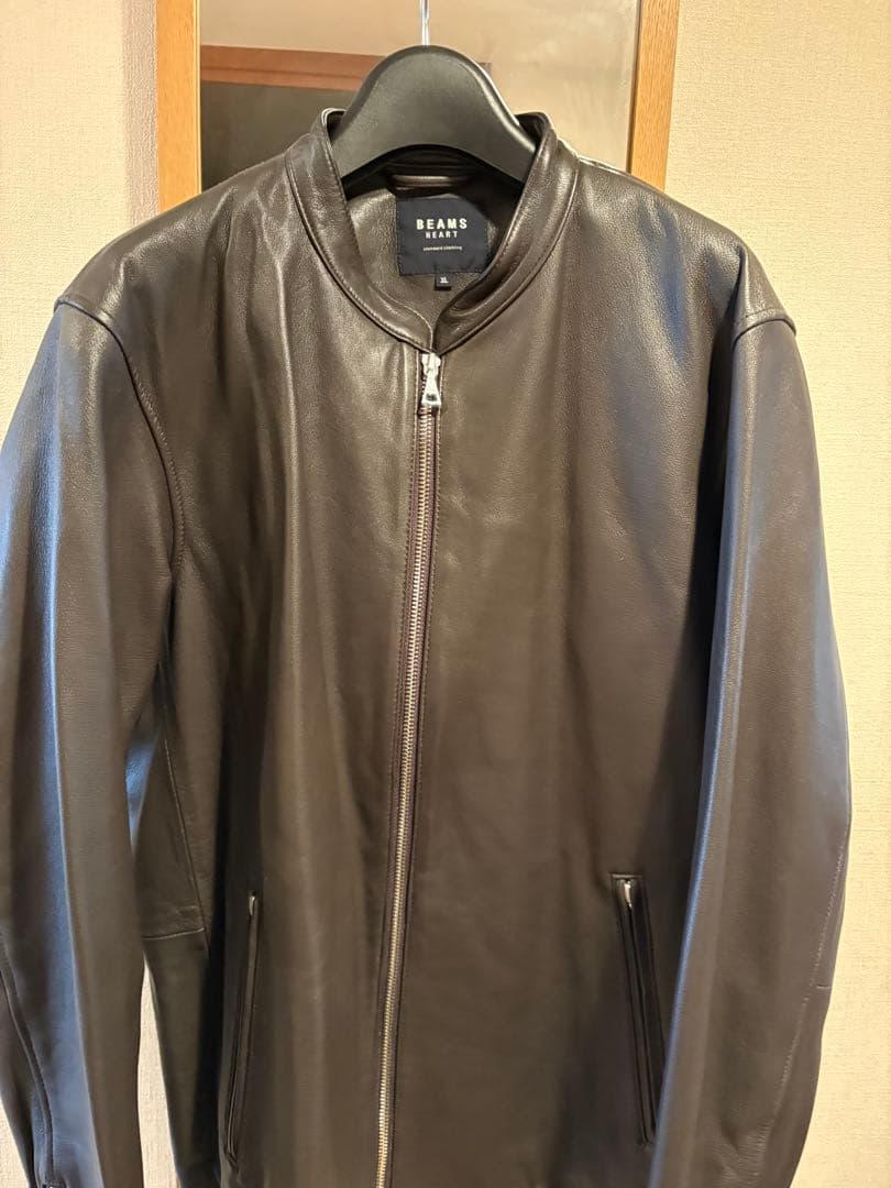 BEAMS HEART レザーシングルライダースジャケット XL