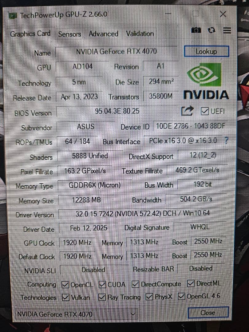グラフィックボード・グラボ・ビデオカード ASUS TUF Gaming GeForce RTX 4070 OC 12GB
