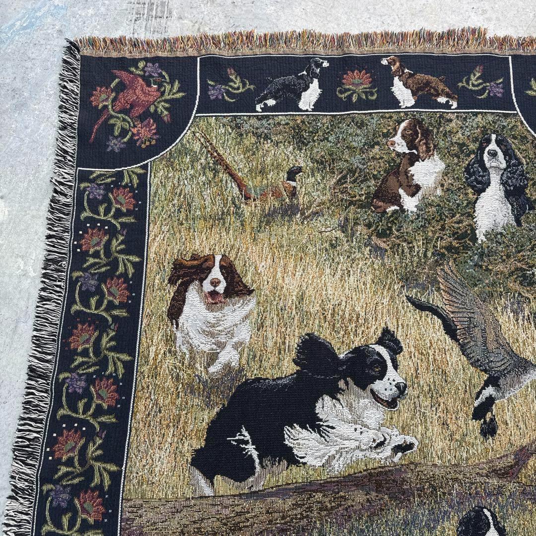 スプリンガースパニエル　犬　花　マルチカバー　ソファーカバー　ラグ178x132