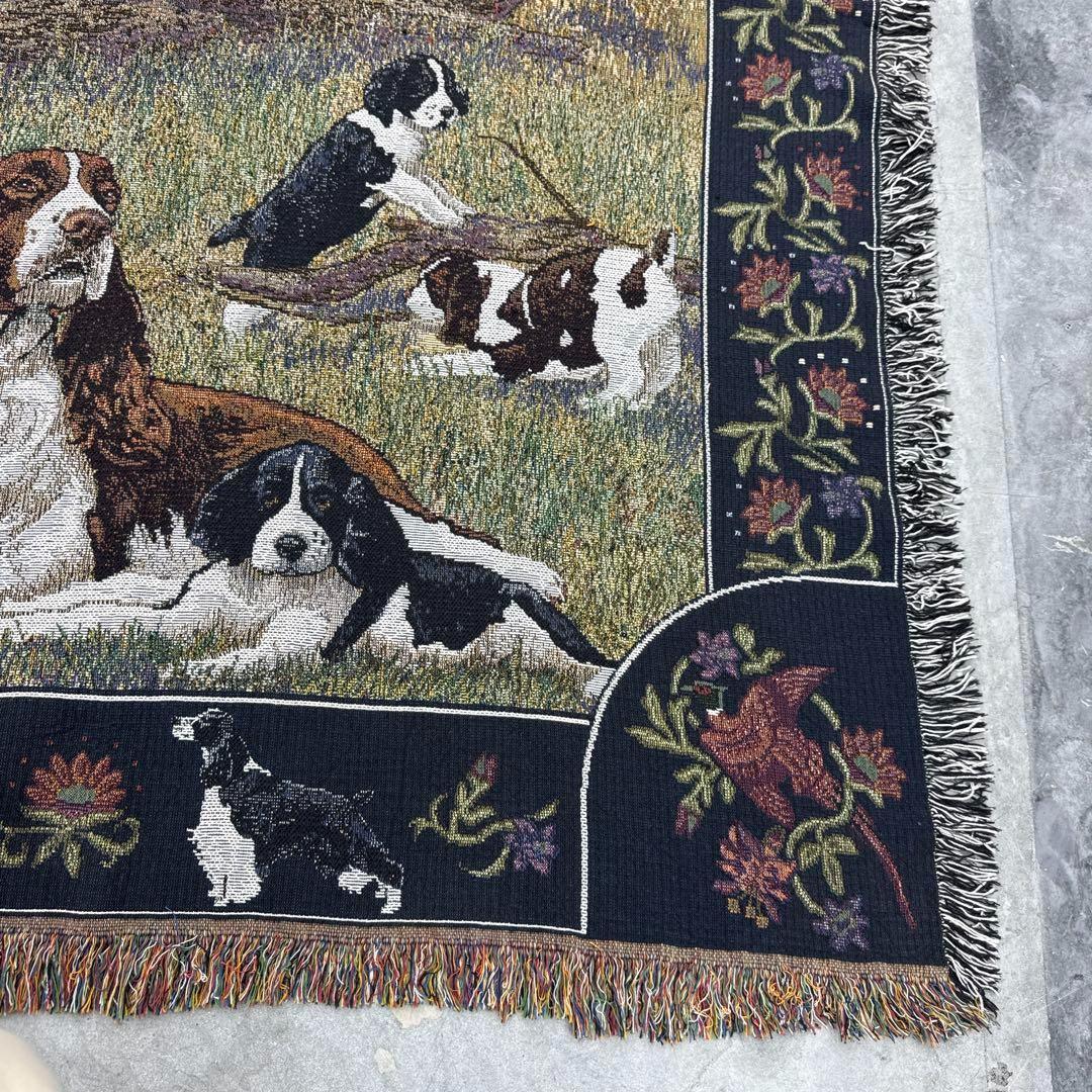 スプリンガースパニエル　犬　花　マルチカバー　ソファーカバー　ラグ178x132